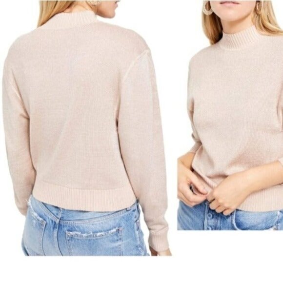 Free People women sweater Starry Night Metallic Mock casual event stretchy retro - Picture 12 of 12